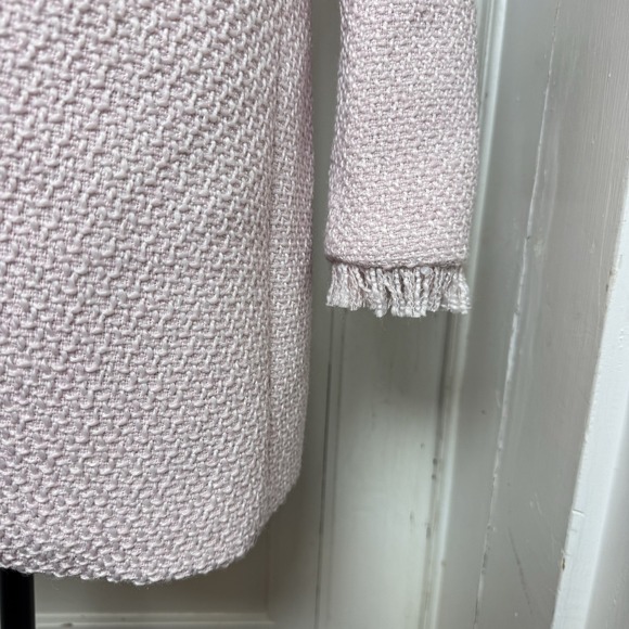 Venus Women's Tweed Fringe Coat‎ Jacket Pale Pink Size 4 Open Front Lined Blazer - Picture 4 of 15